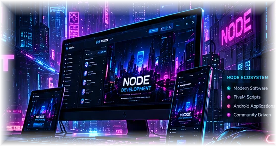 Illustrative NODE software devices in a neon city
